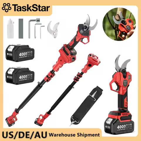 TaskStar 2-in-1 Electric Pruning Shears For Pruning Branches 35MM Cutting Diameter 8.25ft Pole Prune