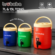 BROBABA 7L/13L Termos Dispenser Air Tahan Panas&Sejuk Stainless Steel Water Dispenser Hot&Cold Milk 