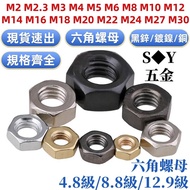 ((M2-M30) 8.8 Grade 12.9 High-Strength Hex Nut Galvanized Screw Cap Blackened Nut Daquan M2M3M4M5M6M