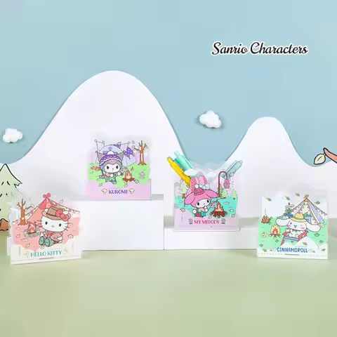 Sanrio Acrylic Pen Holder Kuromi Mymelody Cinnamoroll Hellokitty Diy Creative Detachable Oblique Ins