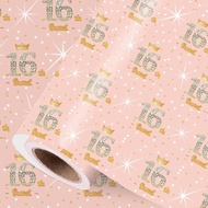 Vichona Sweet 16 Wrapping Paper for 16th Birthday Girls, Rose Gold 16th Birthday Decorations for Gir