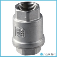 RUSSELLERT 304 Stainless Steel One-way Valve 3/4" NPT Thread Female to Female Thread Water Check Valve Durable Silver Spring Check Valve Oil Water Gas