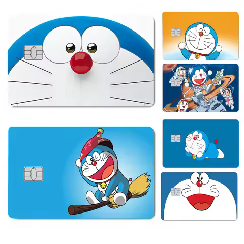 D-Doraemon Anime Matte Front Skin Film Sticker Cover For Small Chip Credit Card Debit Card