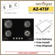 Aerogaz AZ-473F Tempered Glass Gas Hob 70cm with Safety Valve (Include Install and Disposal)