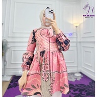 Blouse Batik Harumi Pink Blouse Batik Wanita Lengan Balon - Batik