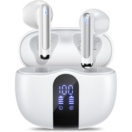 Wireless Earbuds, 2025 Bluetooth 5.4 Bass Stereo Headphones with 4 ENC Mic, 50H Playback Ear Buds wi