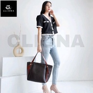 VBS CLIONA TOTEBAG EDITA SLANG WOMEN'S TOTE BAG Black Pink Leather Urban Mode Spacious Space Suitabl