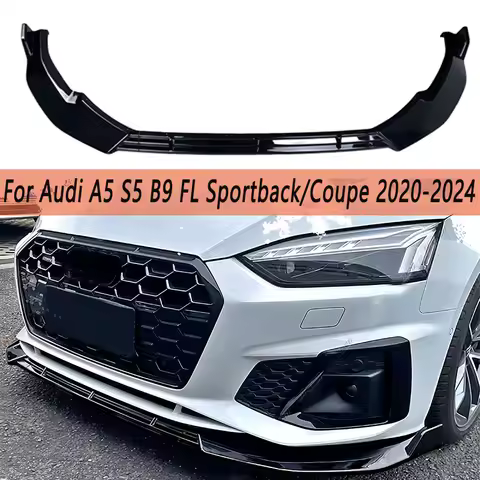 For Audi A5 S5 B9 FL Sportback&coupe 2020-2024 2Door/4Door Car Front Bumper Lip Spoiler Cap Front Li