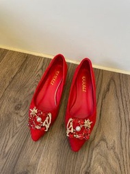 婚禮二手 女 秀禾服 跟鞋 紅鞋 中式婚鞋