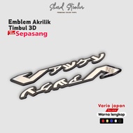 Emblem akrilik vario japan stiker timbul logo honda vario japan sepasang kanan dan kiri
