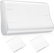 Breling 2 Pcs Silk Pillowcase for Memory Foam Pillow Neck Pillow 24 x 14 Inch Satin Pillow Case for Contoured Support Pillow Wave Shape Pillow Case Soft Smooth Pillowcase for Neck Pillow (White)