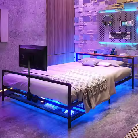 Gaming Bed TV Lift Rotating Mount Frame Bedroom Furniture 77"x54"x24", Customized