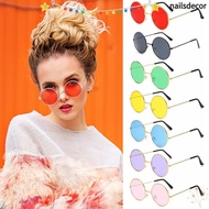 NAILSDECOR Metal Sunglasses Retro Disco Fashion Circle Glasses