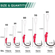 Fishing Assist Hooks with PE Line Kit, 55pcs Saltwater Jig Hooks Butterfly Jigging Assist Hooks Slow