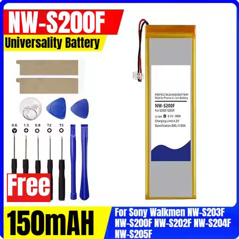 3.7V 150mAh for Sony Walkmen NW-S203F NW-S200F NW-S202F NW-S204F NW-S205F 2-Wire Plug Player Univers
