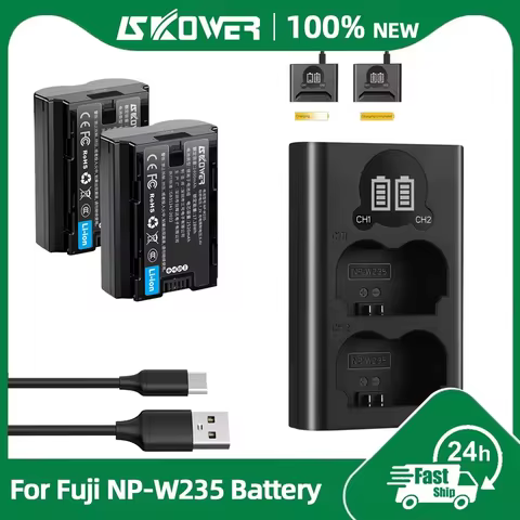 2520mAh NP-W235 Battery for Fujifilm X-T5 X-T4 X-S20 X-H2 X-H2S GFX 100S GFX 50S II Cameras USB Dual