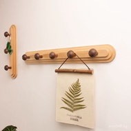 No-Drill Adhesive Hook Creative Nordic Hook Behind Door Clothes Hat Room Solid Beech Wood Hook Cloth