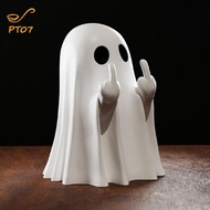 pengtao07 Middle Finger Cute Ghost Statue Love Ghost Ghosts Small Scary Ghost Figurines Spooky Hallo