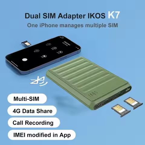 K7 Sim Dual Standby Adapter IKOS K7 Call/SMS/Data Share For IPhone5-15 Pro Max/ I Pod Touch /I Pad