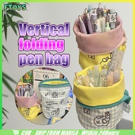 Shipped In 24 Cm.length 17cm Pen Bag With Zipper Stand Up Multi-Purpose Large Capacity Foldable Blue