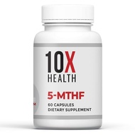 10X Health 5 MTHF Supplement - Methylated Multivitamin with Methylfolate & Magnesium for Brain, Hear