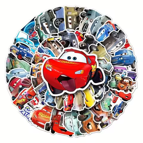 50pcs Disney Lightning McQueen Car Stickers Cartoon Car Lightning McQueen Stickers Notebook Luggage 