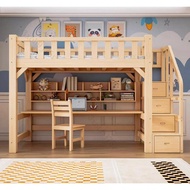 Loft Bed With Study Table Chair Wardrobe Full Set Room Loft Stair Cabinet Solid Wood Double Decker B