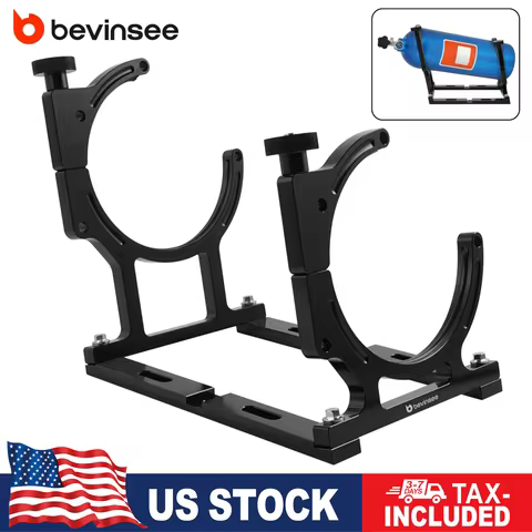 BEVINSEE 7" Nitrous Oxide Aluminum Single Bottle Bracket Anodized Black Mount, Suits 10-pound Nitrou