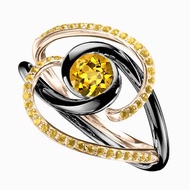 黃水晶黃鑽石二合一戒指套裝 極簡14k金雙戒指 結婚求婚戒指組合