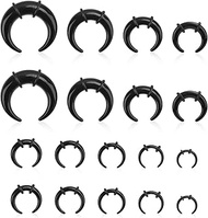18 Pcs Acrylic Septum Rings, Black C Shape Pincher Tapers Septum Ring Nose Gauge Stretching Kit for
