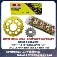 HONDA RS150 RSX SPROCKET SET & RKM 428 GOLD CHAIN (SEKALI RANTAI RKM)