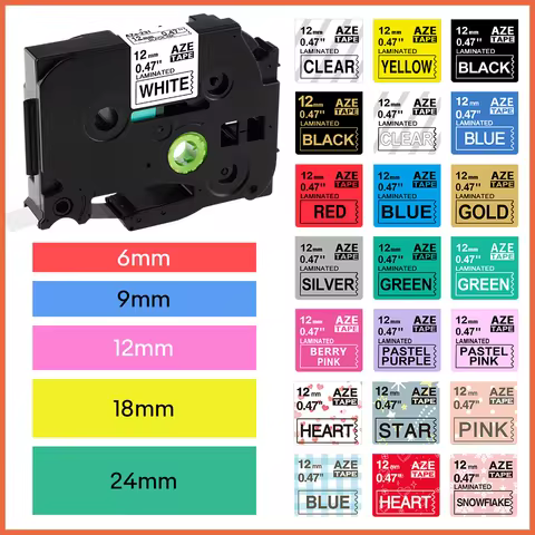 6/9/12mm Compatible Brother P touch Label Tape 12mm tze-231 tze tape Works in Brother Label Printer