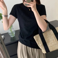 [Produced by the Devil] Tested Version ysl Saint Laurent Solid Color Bottoming Shirt Short Sleeve Ha