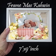 7X9 FRAME KAYU MAS KAHWIN , FRAME DUIT HANTARAN / FLOWER FRAME FOR DIY WITH FRONT MIRROR/STAND HOLDE