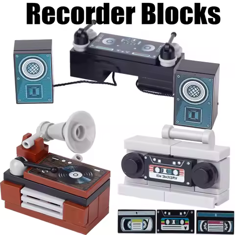 City Music Recorder DJ Station Jukebox Building Blocks Street View House Furniture Soldier Figures M