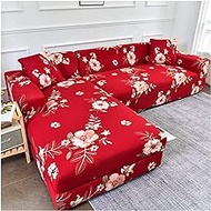 Pet Sofa Cover Sofa Cover Printed L Shape Sofa Covers For Living Room Sofa Protector Anti-dust Elastic Stretch Covers For Corner Sofa Cover (Color : Color 17, Specification : 4-Seat 235-300cm 1PC)