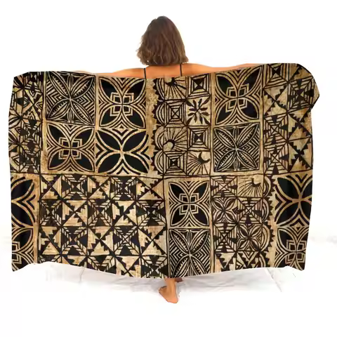 Polynesian Ladies Seaside Sarong Bikini Anti-Slip Coat Sarong Elegant Temperament Floral Print Summe