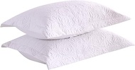 MarCielo 2-Piece Embroidered Pillow Shams, Decorative Microfiber Pillow Shams Set Standard Size White
