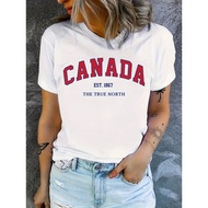 Women'S "Canada" Graphic T-Shirt - Casual Crew Neck, Short Sleeve, Spring/Summer Top with "Est. 47.4
