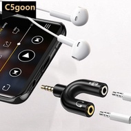 C5GOON U Type Adapter Dual 3.5 MM Headphone Plug Audio Cables Splitter Microphone 2 In 1 Swivel Conn