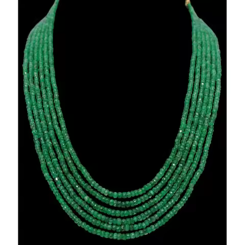 Gehna Jaipur 6 Layers Of Emerald Gemstone Faceted Beads Necklace NP-1295
