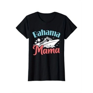 Bahama Mama Cruise Vacation T-Shirt For Women - Tropical Boat & Palm Tree Graphic Print, Black With