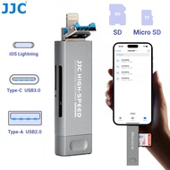 JJC SD Card reader for Lightning Type-C USB Smart Phone Micro SD SDHC SDXC to iPhone 15 14 13 12 Pro Max Mini