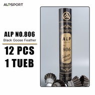 [A SELL Hot Sale] 2020♀Alpsport 806 12/24ชิ้นท่อสีดำขนห่านลูกแบดมินตันทนทานสำหรับฝึกซ้อมความเร็ว77ลู