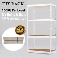 2 in 1 DIY Boltless Rack White Shelving Storage Metal Rack Store Room Rak Serbaguna (Sustain 100kg P