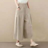 COD - Anoya Kulot Bahan Linen Rami LP 100cm PB 80cm Celana Kulot Wanita Kekinian Terbaru 2023 Casual