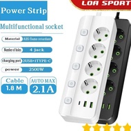 4-HOLE 2-USB ELECTRICAL PLUG OUTLET 1 TYPE C 10A 1.8M CABLE