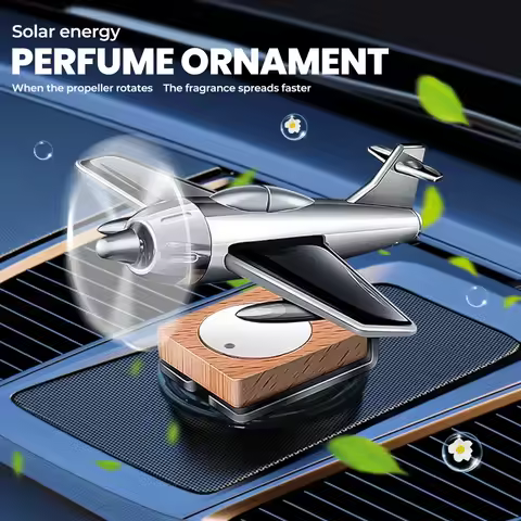 Car Essential Oil Diffuser Solar Airplane Car Diffuser Wooden Base Fragrance Aromatherapy Diffuser O