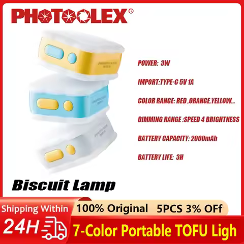 PHOTOOLEX Rechargeable Selfie Light Fill Light 7 Color Portable 2500-9900K LED for Phone Makeup Vide