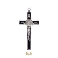 [Ready Stock Malaysia] Christian Catholic Wall Cross Home Altar Gift - Metal St Benedict Wall Crucifix Black (25cm)